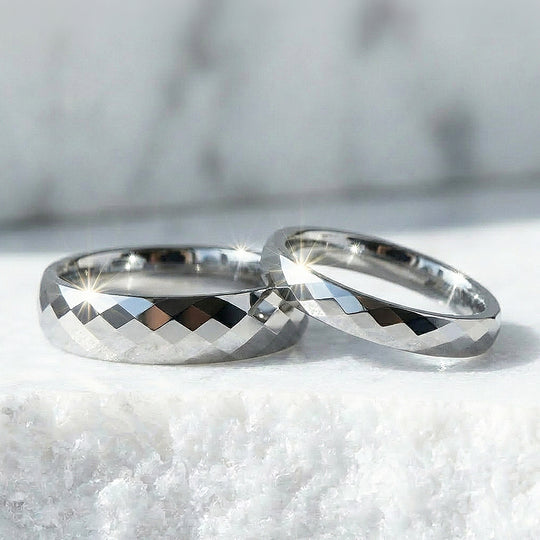 Yale Faceted Polished Tungsten Carbide Ring - Ring | Singapore Jewellery, Wedding Rings &amp; Gifts | Same Day Delivery | Tiara.com.sg