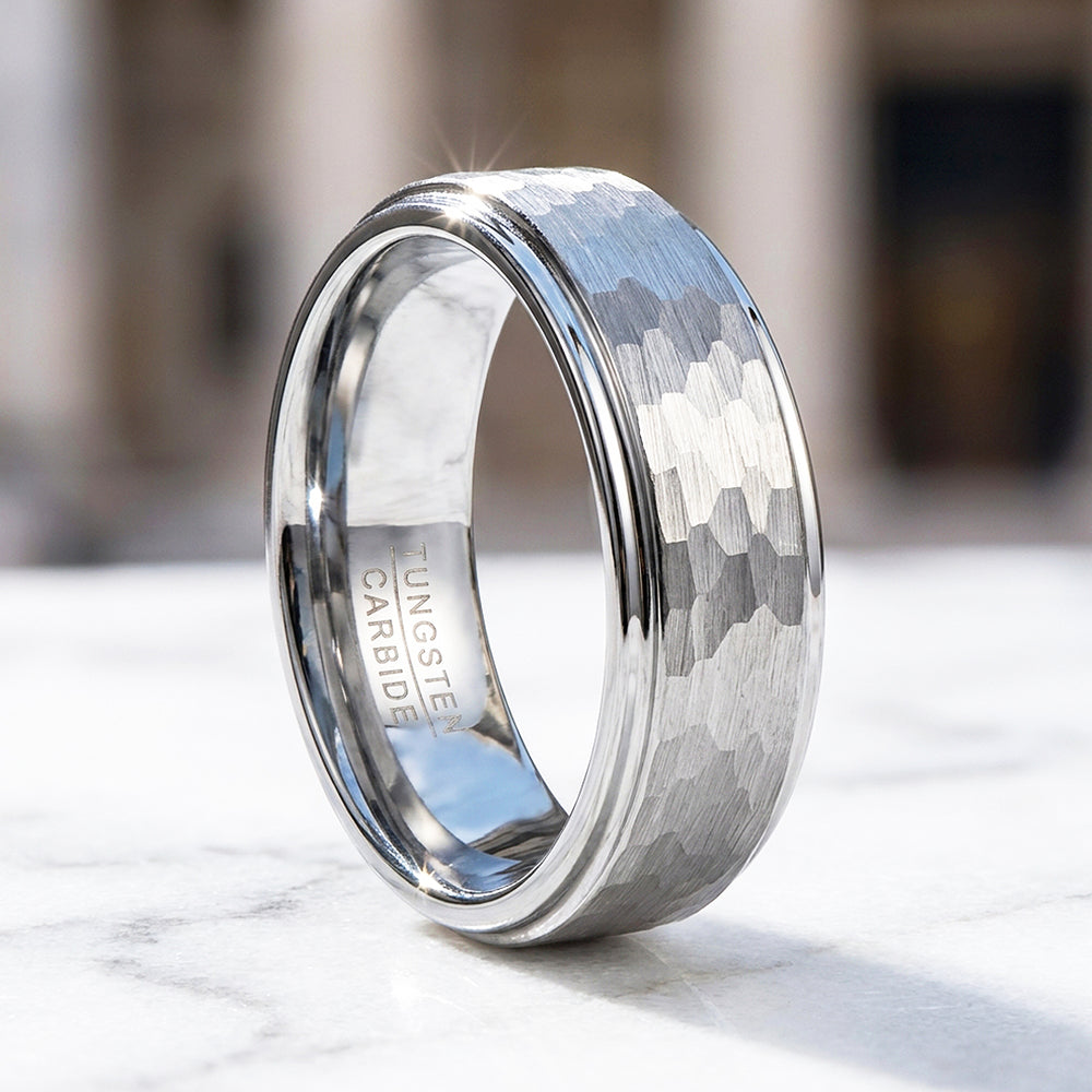Zinc Hammered Tungsten Carbide Ring - Ring | Singapore Jewellery, Wedding Rings & Gifts | Same Day Delivery | Tiara.com.sg