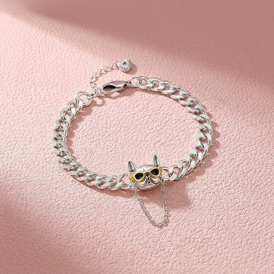 French Bulldog Curb Chain Bracelet | Luxe6590