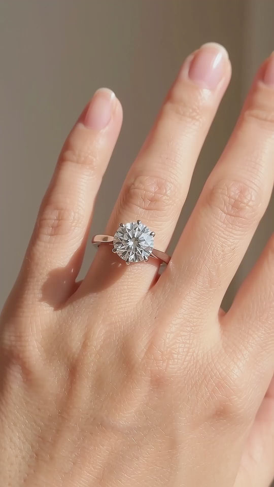 Classic Moissanite Solitaire Ring | 925 Sterling Silver | PRM7144