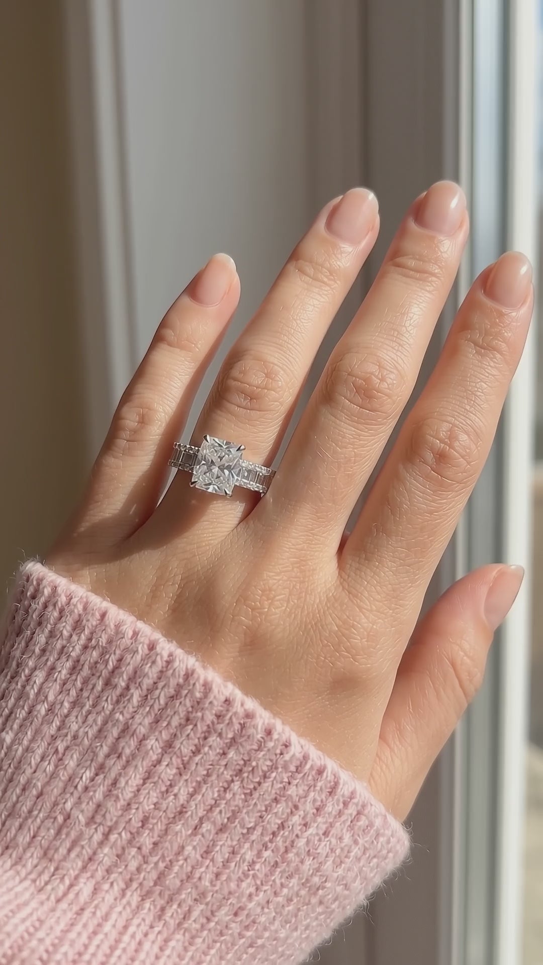 Radiant Solitaire Baguette Pavé Wide Band | Women&