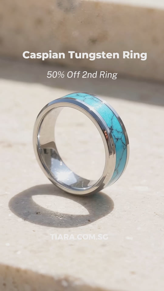 Caspian | Turquoise Simulant Inlay Tungsten Ring