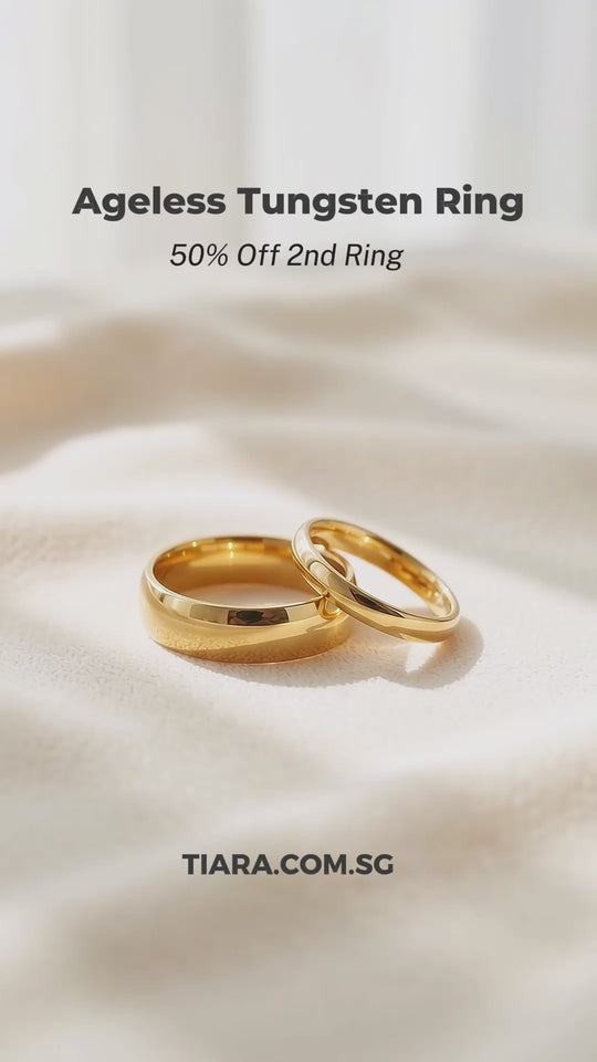 Ageless | Tungsten Couple Rings | Gold Wedding Bands