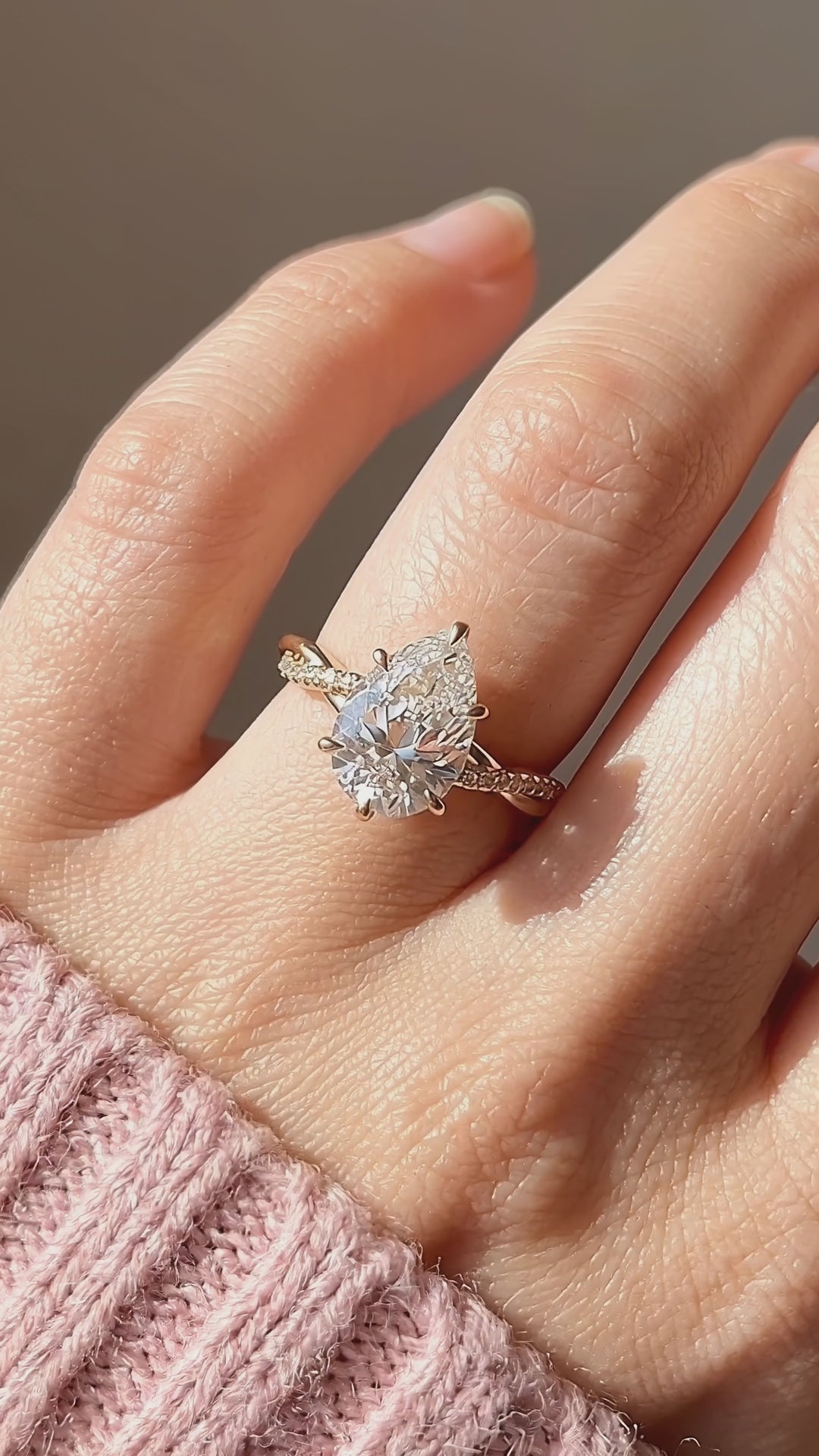 Pear Moissanite Twisted Pavé Band Ring | 925 Sterling Silver | PRM7232