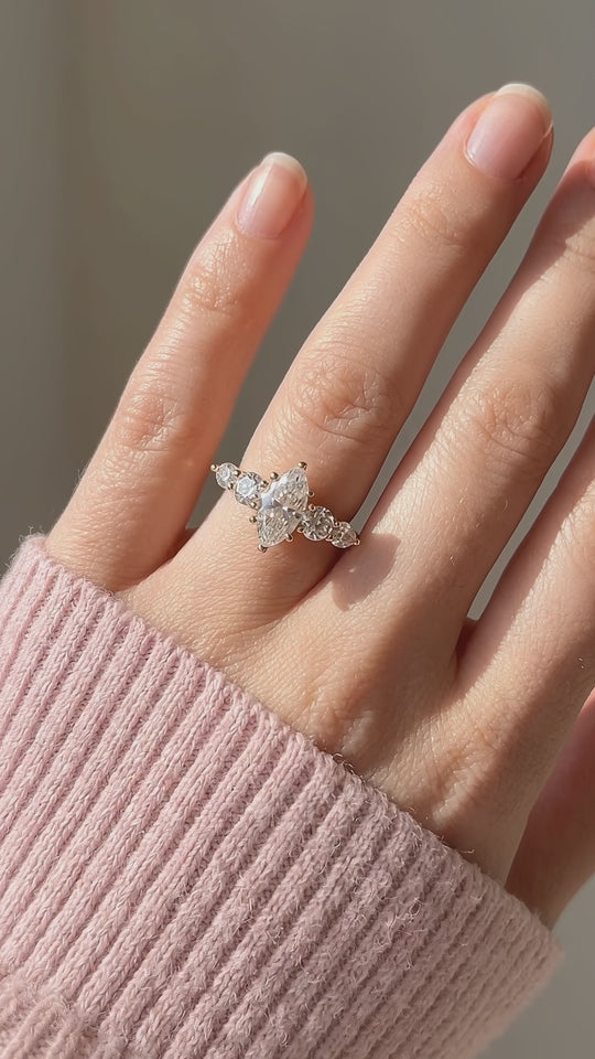 Five-Stone Marquise Moissanite Ring | 925 Sterling Silver | PRM7224
