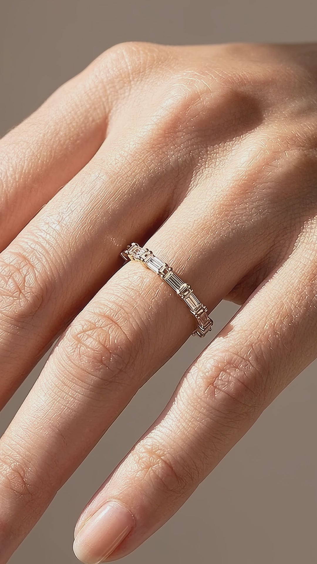 Baguette Moissanite Half-Eternity Band Ring | 925 Sterling Silver | PRM5045