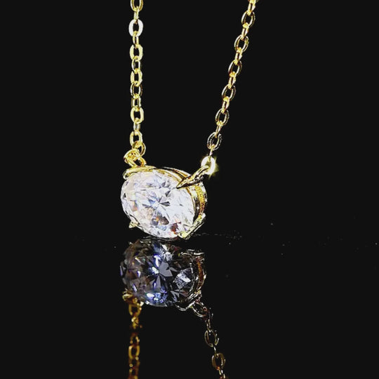 Oval Cut Moissanite Solitaire Pendant Necklace | PRM2025
