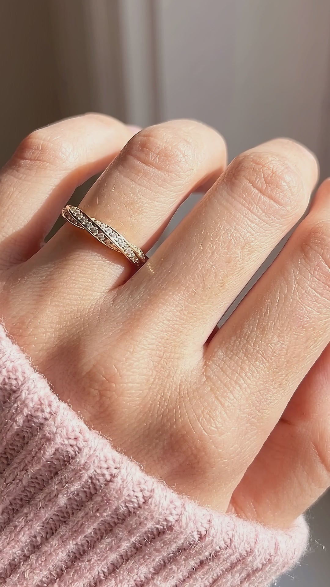 Twisted Moissanite Pavé Eternity Band Ring | 925 Sterling Silver | PRM5050