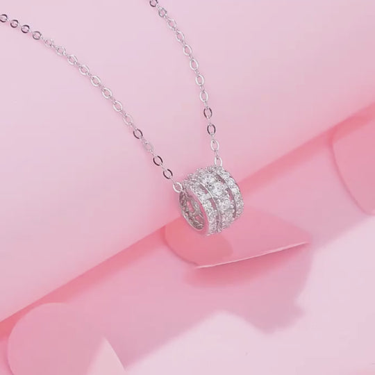 Triple-Row Pavé Cylinder Pendant Necklace | PRM2013