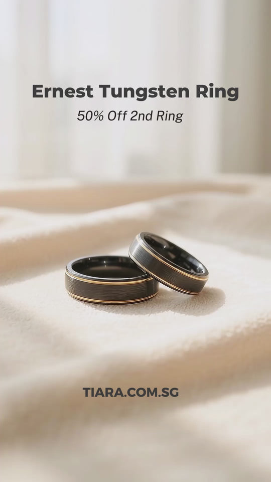 Ernest | Tungsten Couple Rings | Black Wedding Bands