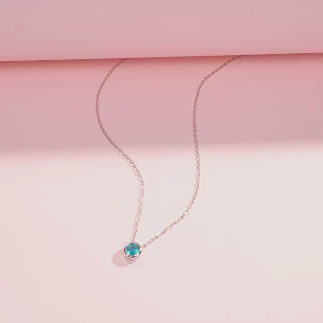 Prm2008: The Aqua Solitaire Bezel Necklace