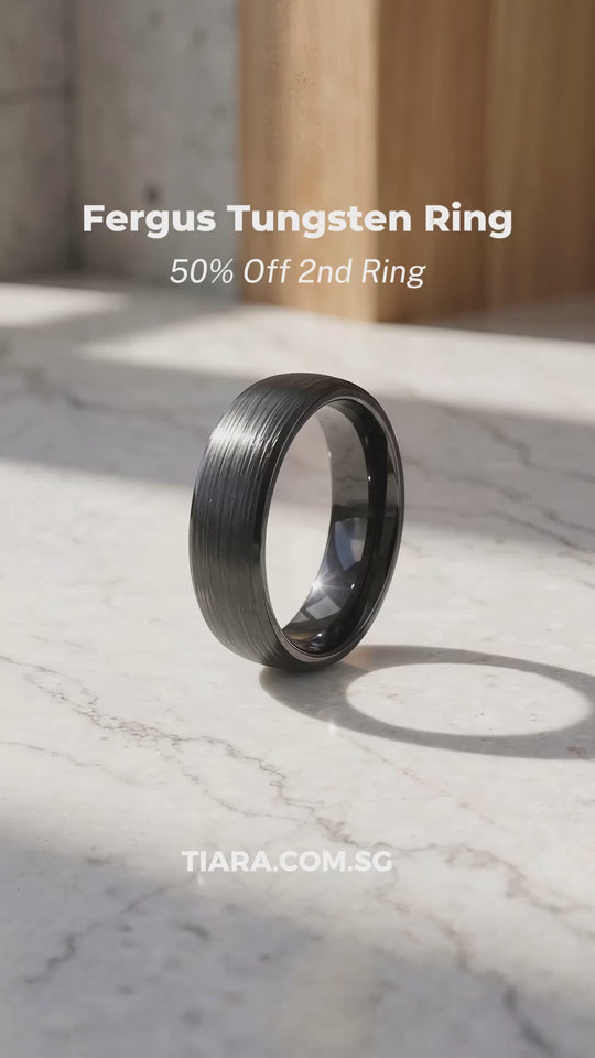 Fergus | Matte Brushed Black Tungsten Carbide | Men&