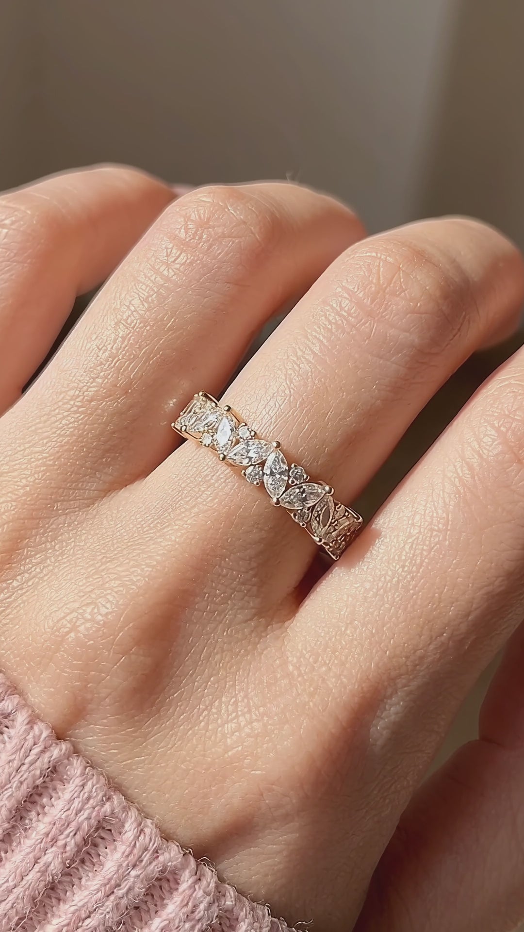 Marquise Cluster Moissanite Band Ring | 925 Sterling Silver | PRM5049