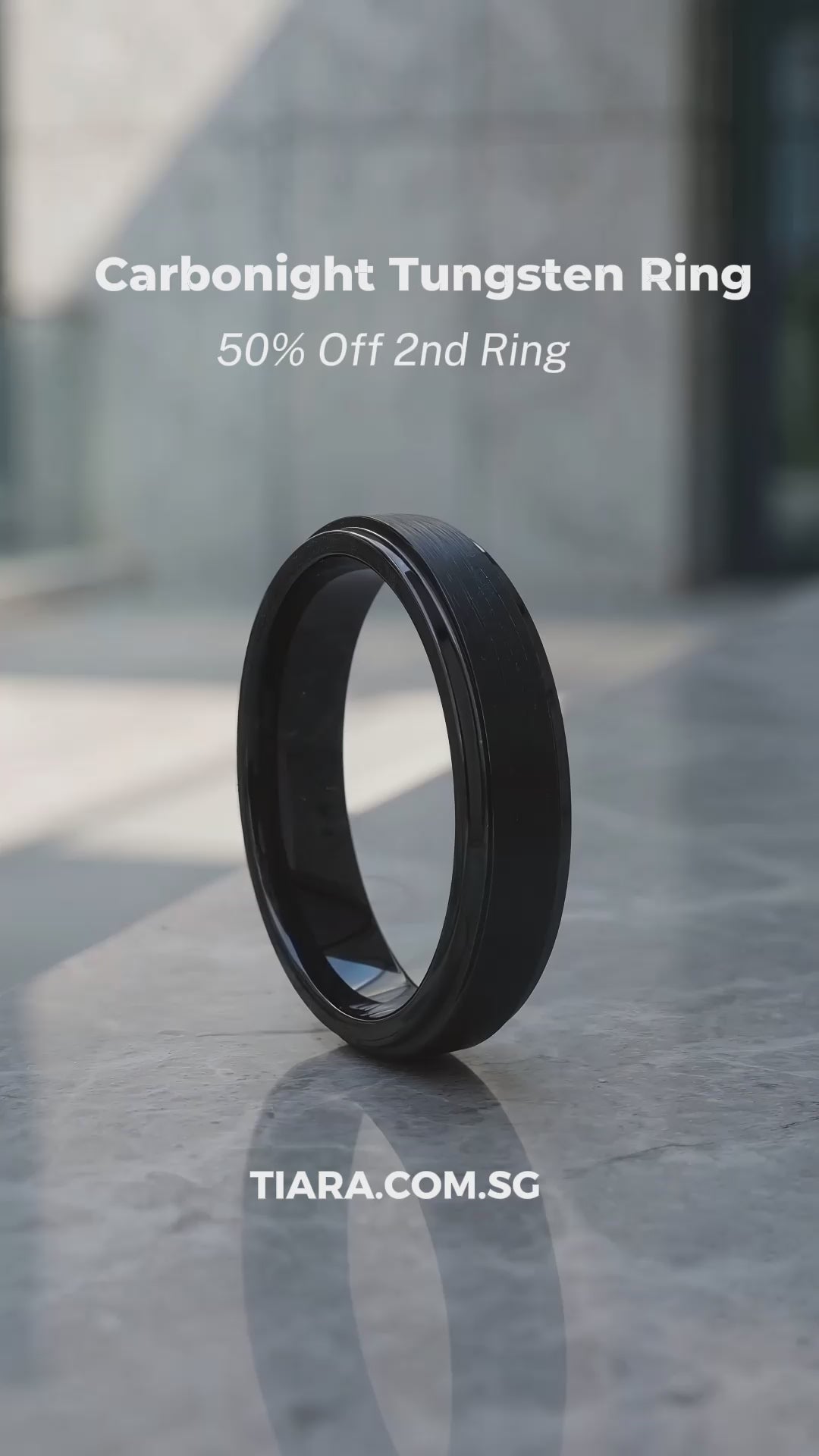 Carbonight | Black Brushed Stepped Edge Tungsten Carbide | Men&