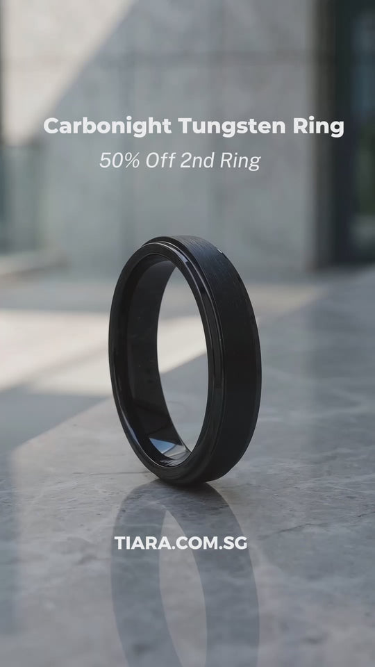 Carbonight | Black Brushed Stepped Edge Tungsten Carbide | Men&