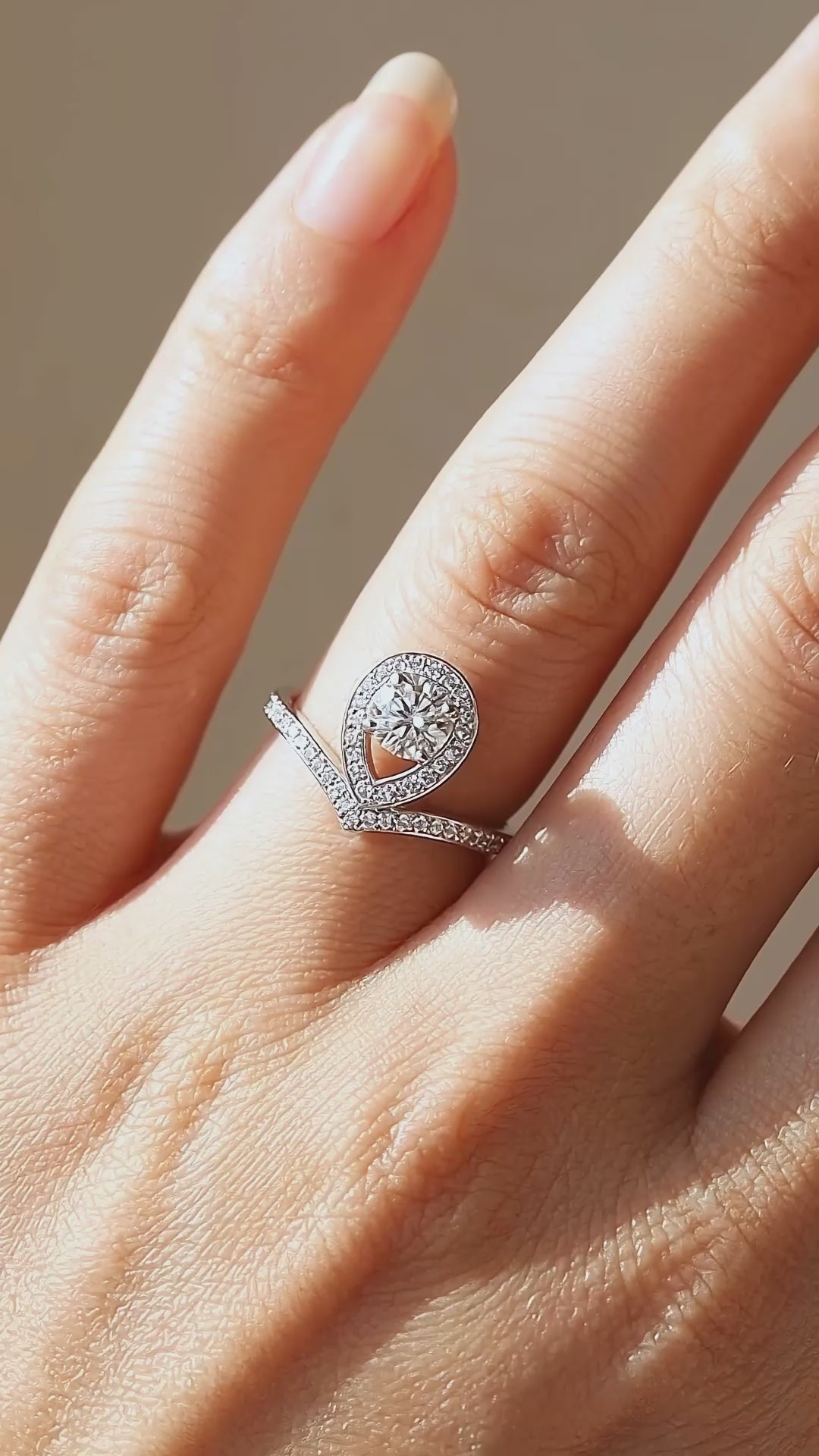 Teardrop Halo Crown Women Ring | 925 Sterling Silver | PRM7176