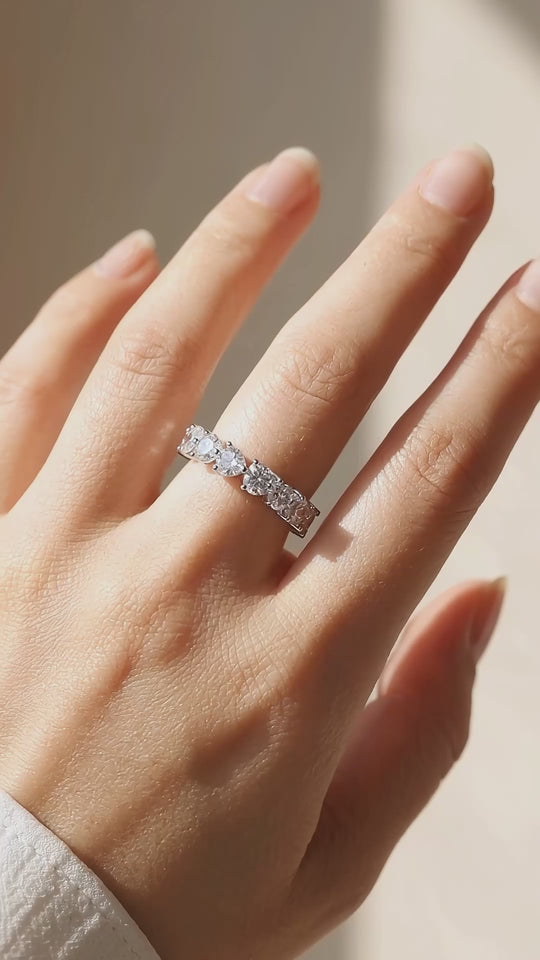 Heart Shape Moissanite Band Ring | 925 Sterling Silver | PRM7192