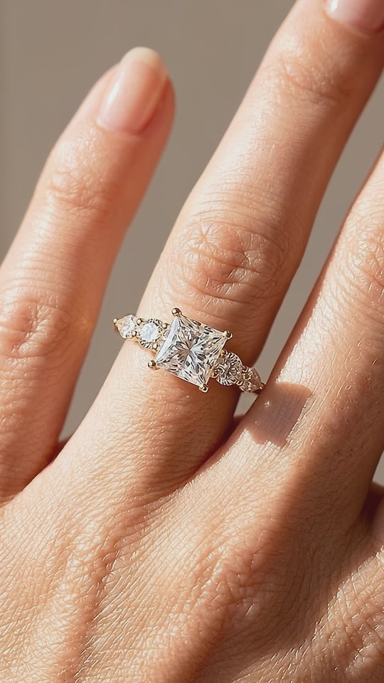 Five-Stone Princess-Cut Moissanite Ring | 925 Sterling Silver | PRM7226