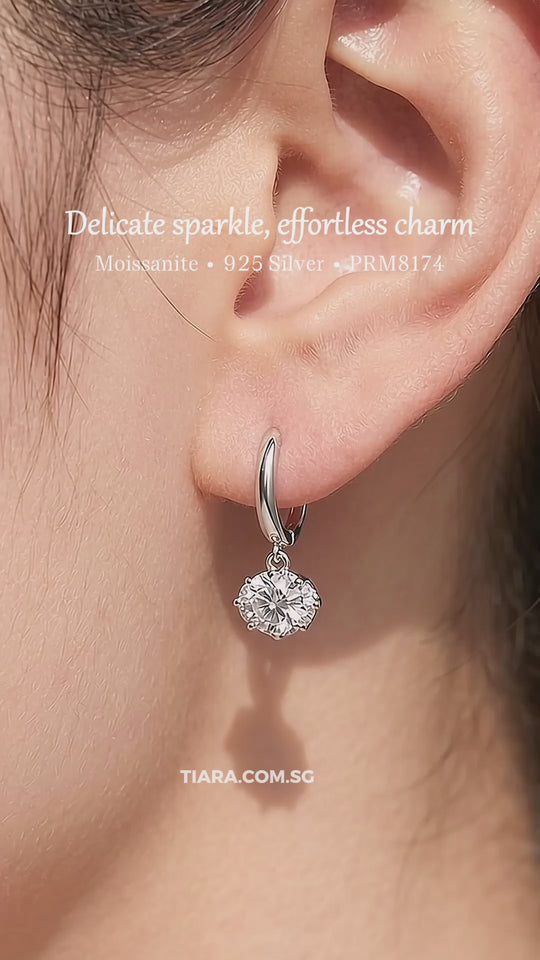 Oval Solitaire Drop Moissanite Earrings | 925 Sterling Silver | PRM8174