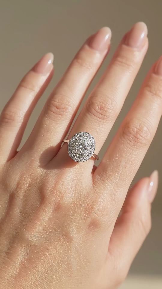 Vintage Sunburst Moissanite Ring | 925 Sterling Silver | PRM7197