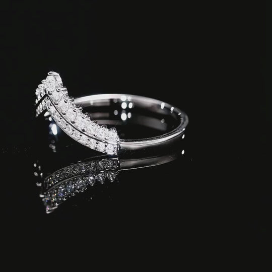 Double Row Chevron Ring | Moissanite | 925 Sterling Silver | Prm7153