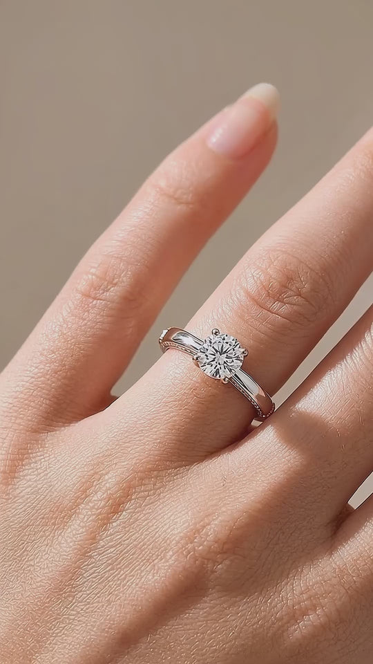 Dual Tone Solitaire Ring | 925 Sterling Silver | PRM7139
