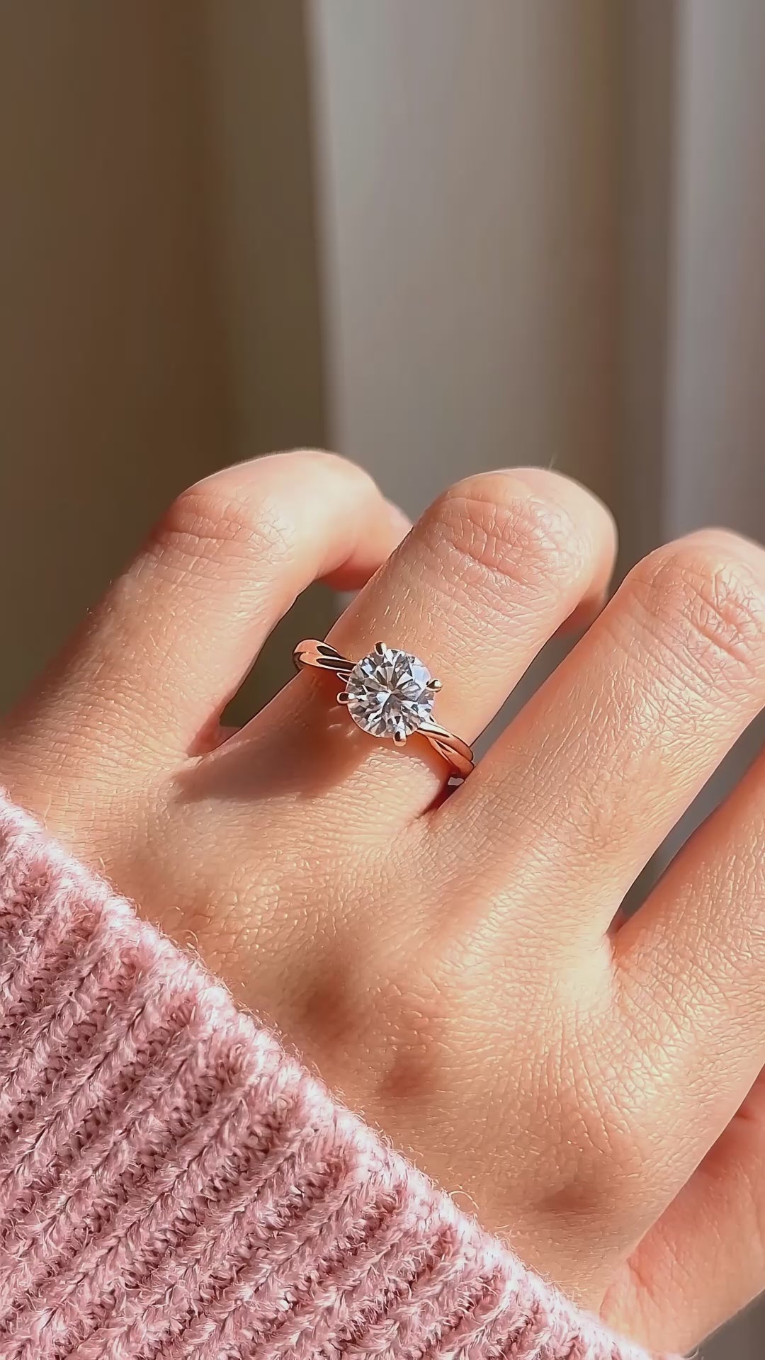 Twisted Rope Moissanite Rose Gold Ring | 925 Sterling Silver | PRM7108
