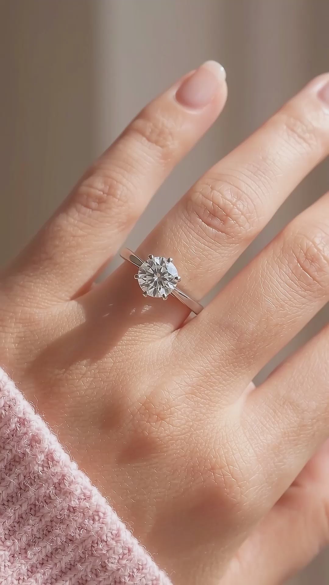 1 Carat Moissanite Solitaire Ring | 925 Sterling Silver | PRM7118
