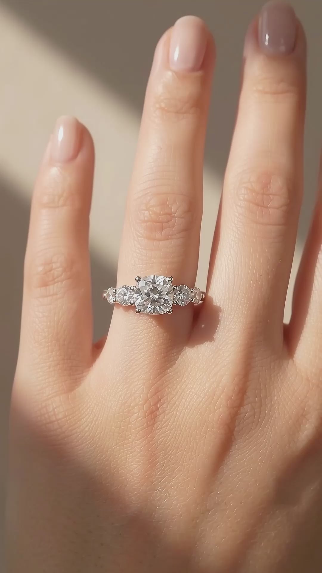 Cushion Cut Triple Stone Ring | 2.00ct | Moissanite | 925 Sterling Silver | Prm7169