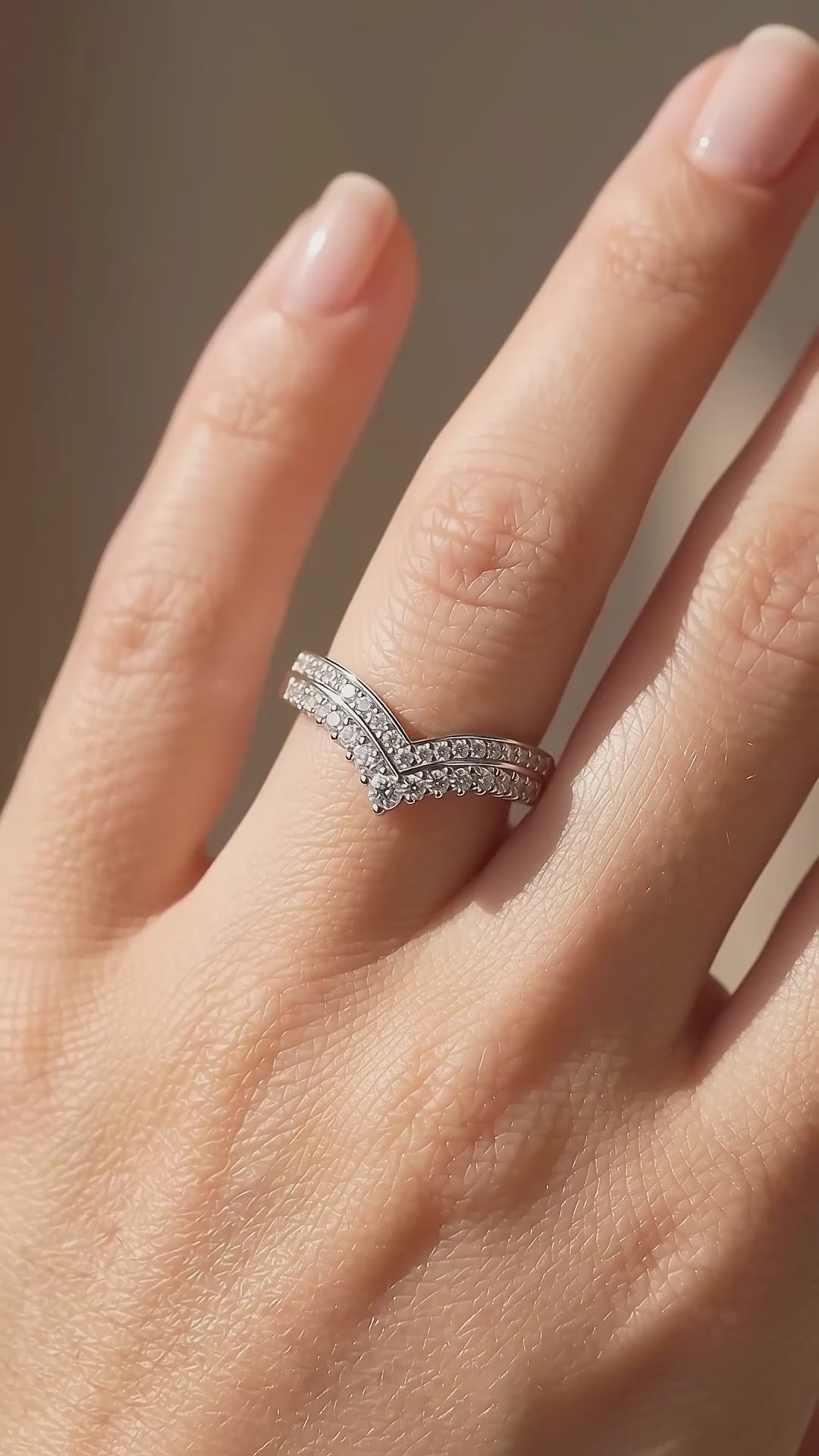 Double Row Chevron Ring | Moissanite | 925 Sterling Silver | Prm7153