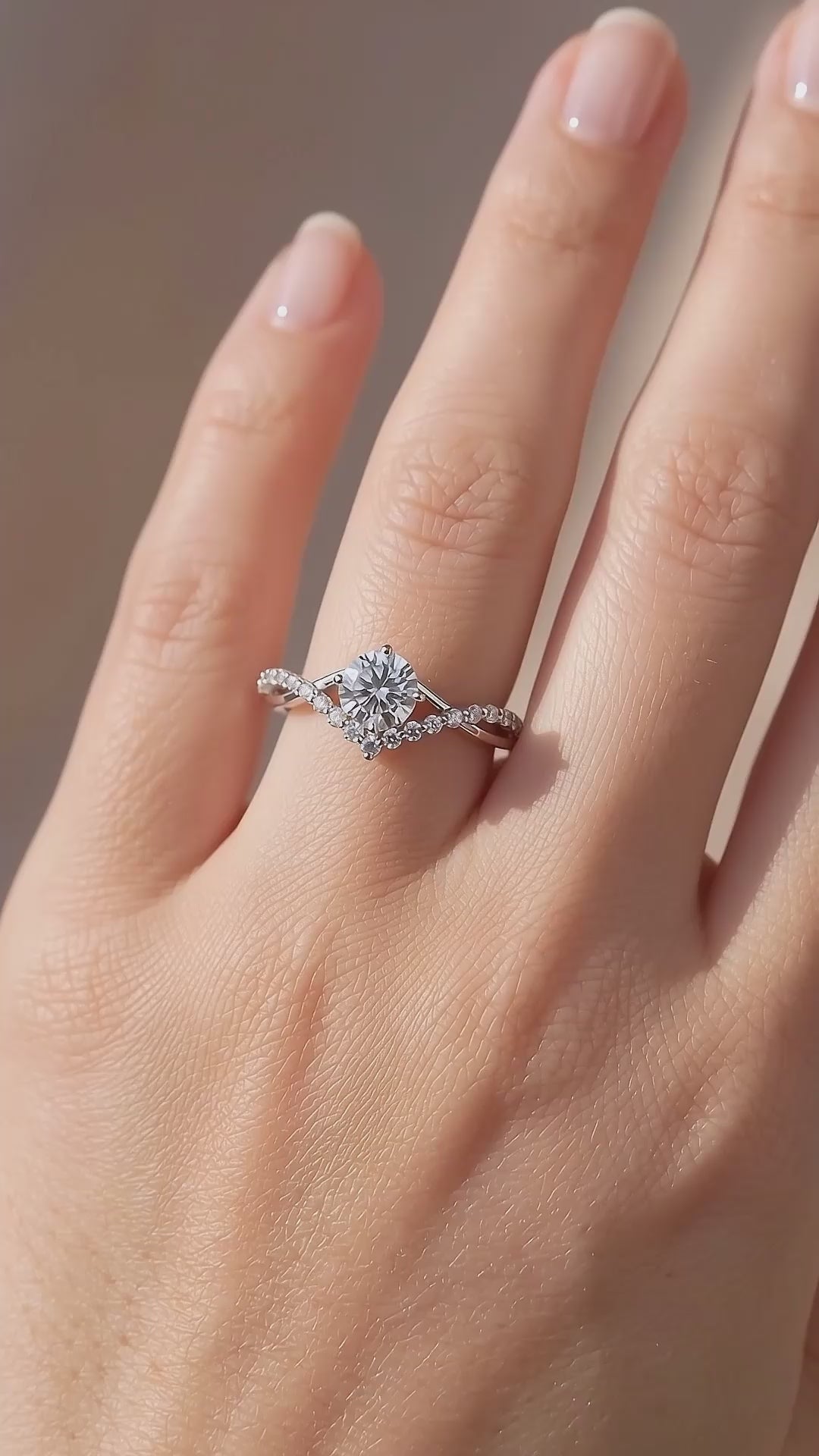 Twisted Wishbone Halo Ring | 0.50ct | Moissanite | 925 Sterling Silver | Prm7102
