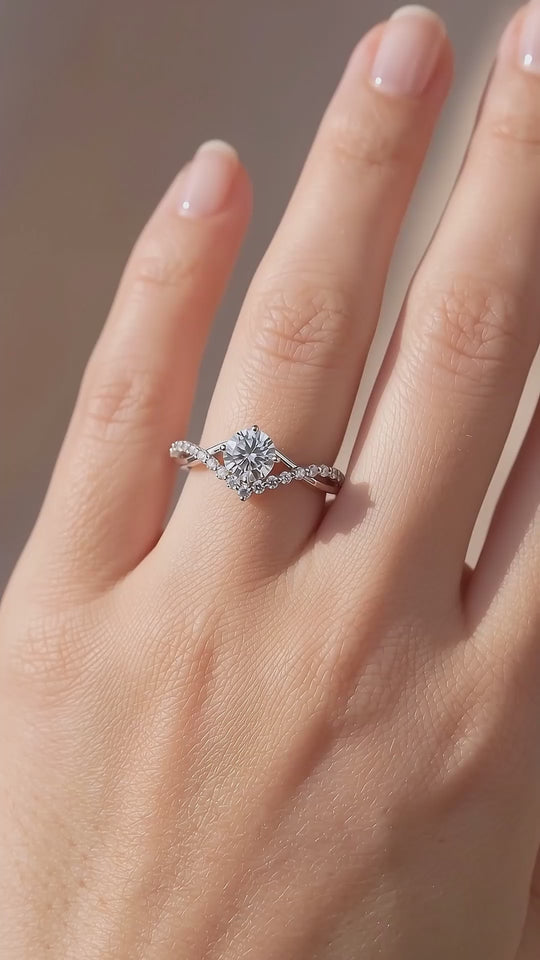 Twisted Wishbone Halo Ring | 0.50ct | Moissanite | 925 Sterling Silver | Prm7102