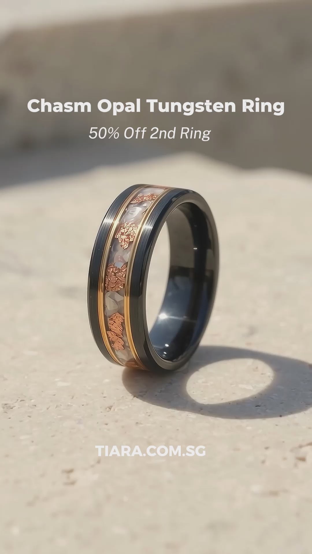 Chasm Opal Black Tungsten Carbide Ring | Men&