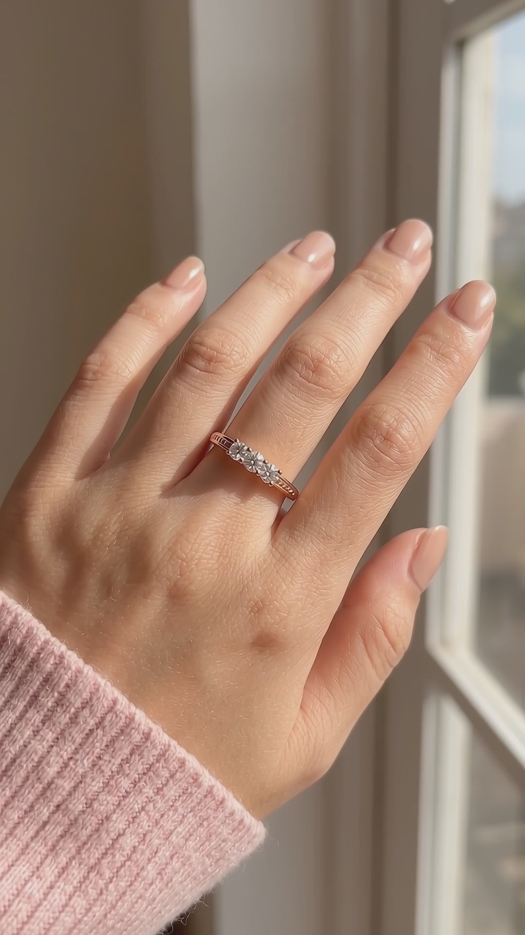 Three-Stone Round Pavé Accent Band | Women&