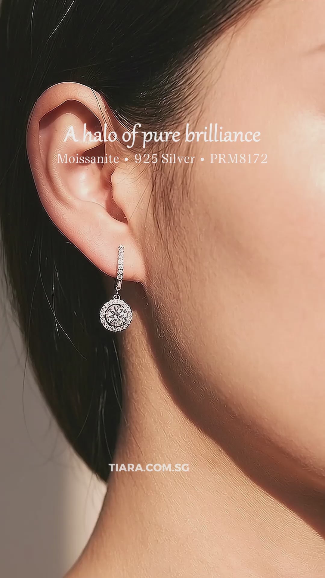 Round Halo Drop Moissanite Earrings | 925 Sterling Silver | PRM8172