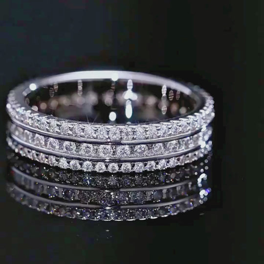 Round Triple Row Eternity Band | Moissanite | 925 Sterling Silver | Prm7166