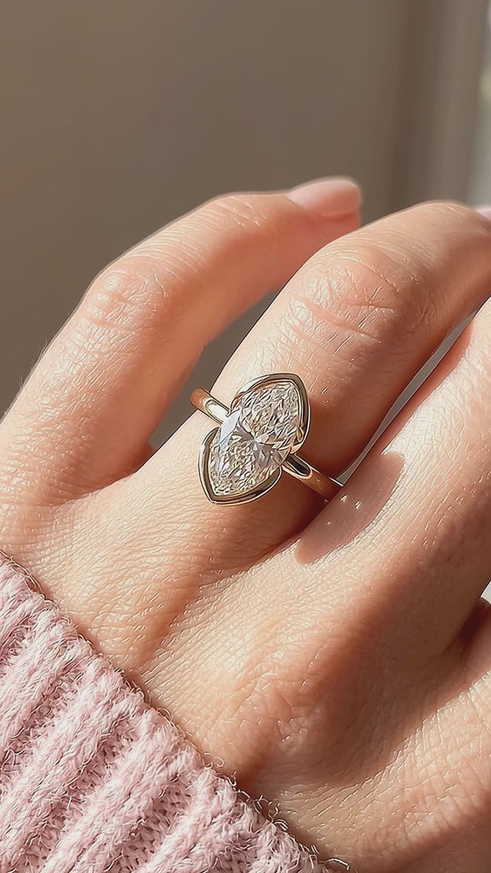Marquise Moissanite Solitaire Ring | 925 Sterling Silver | PRM7208
