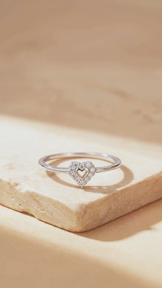Open Heart Pavé Ring | 925 Sterling Silver | PRM7132