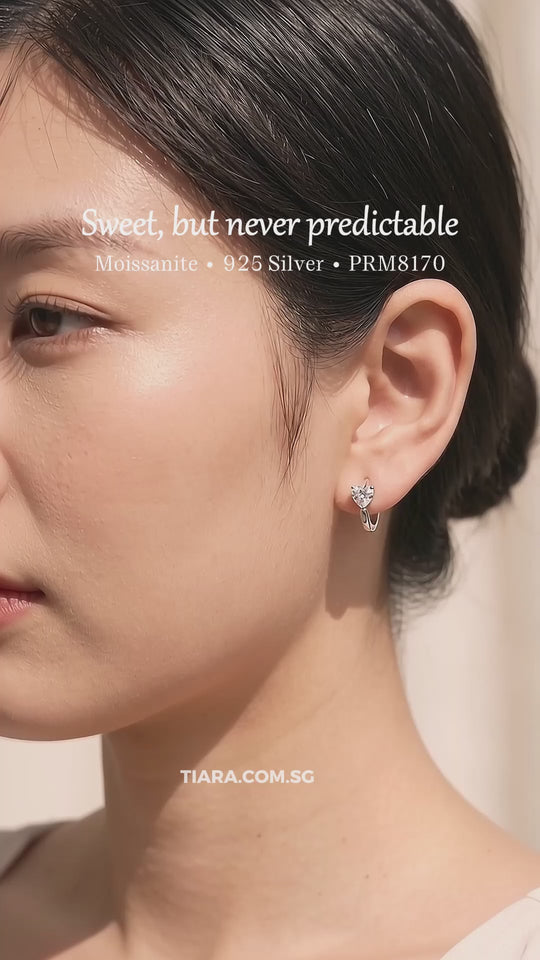 Heart Moissanite Hoop Earrings | 925 Sterling Silver | PRM8170