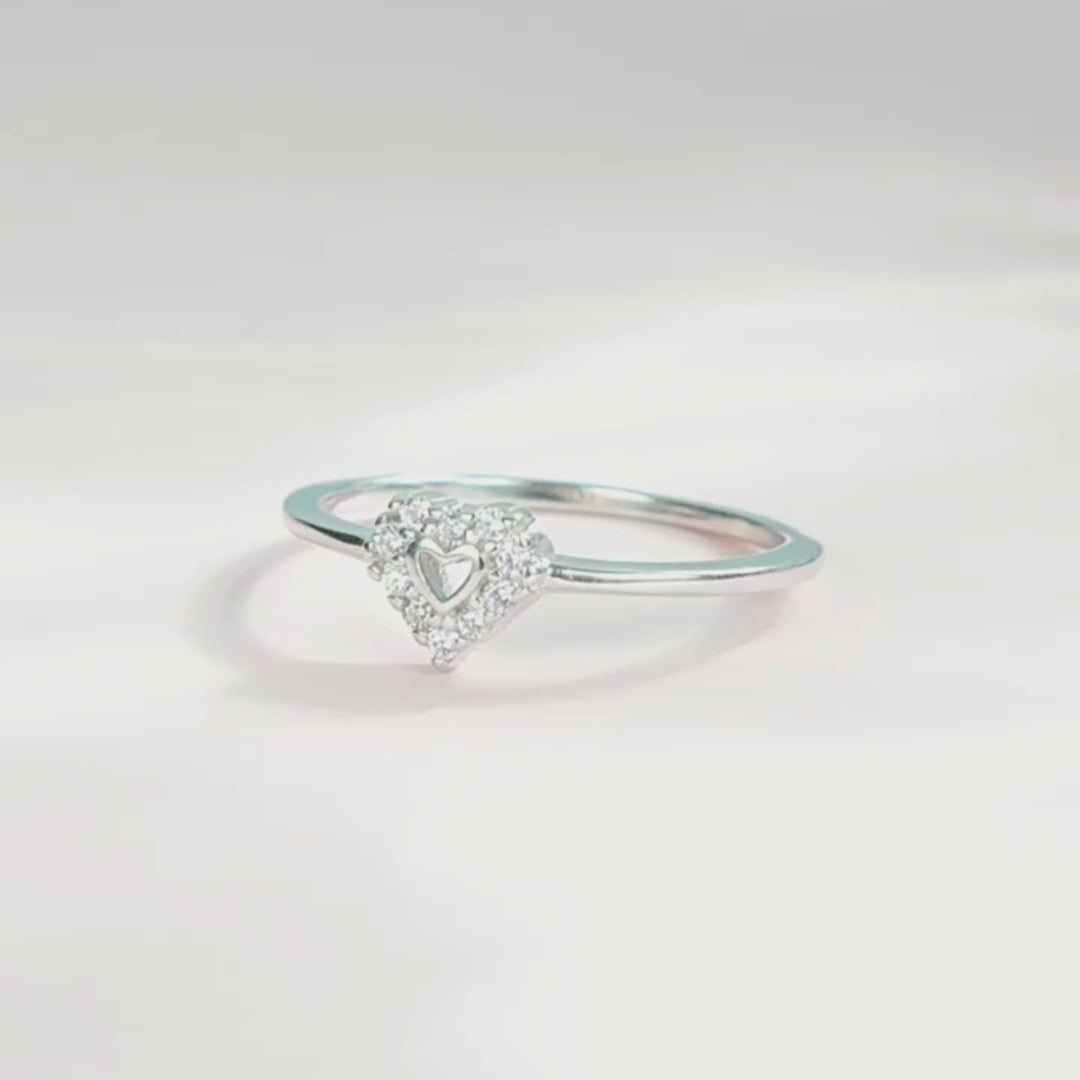 Open Heart Pavé Ring | 925 Sterling Silver | PRM7132