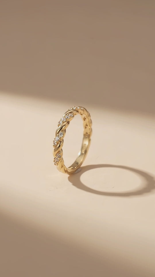 Twisted Moissanite Rope Band Ring | 925 Sterling Silver | PRM5048