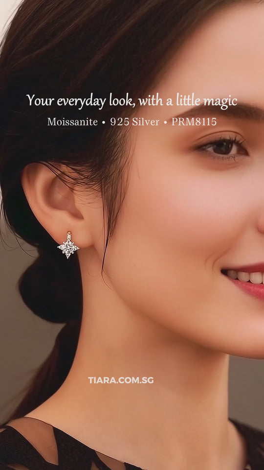 Starburst Solitaire Drop Huggies | Moissanite | 14K Gold Plated 925 Sterling Silver | Prm8115