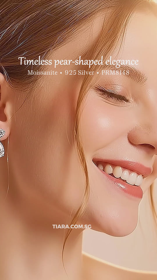 Teardrop Solitaire Drop Earrings | Moissanite | 14K Gold Plated 925 Sterling Silver | Prm8148