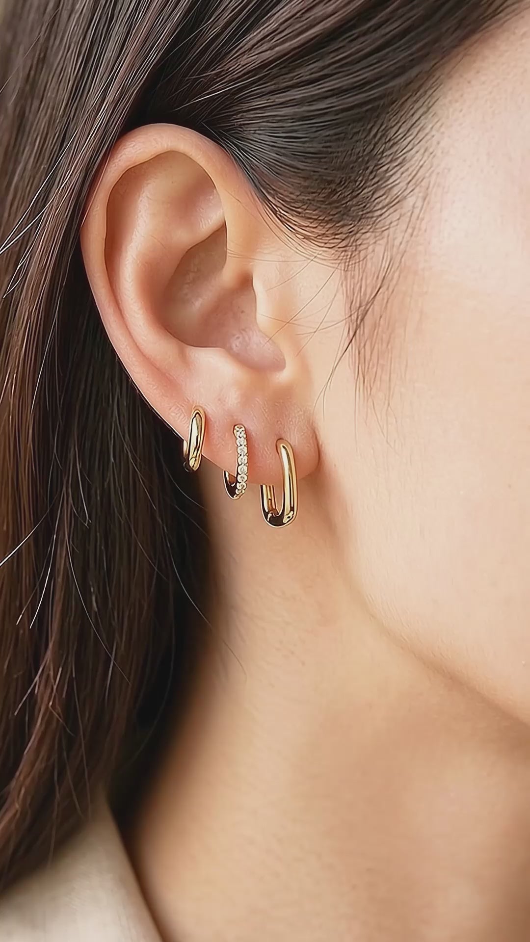 Classic Huggie, Pave Huggie and Oval Hoop Earrings Set (3 Pairs) | Luxe3778