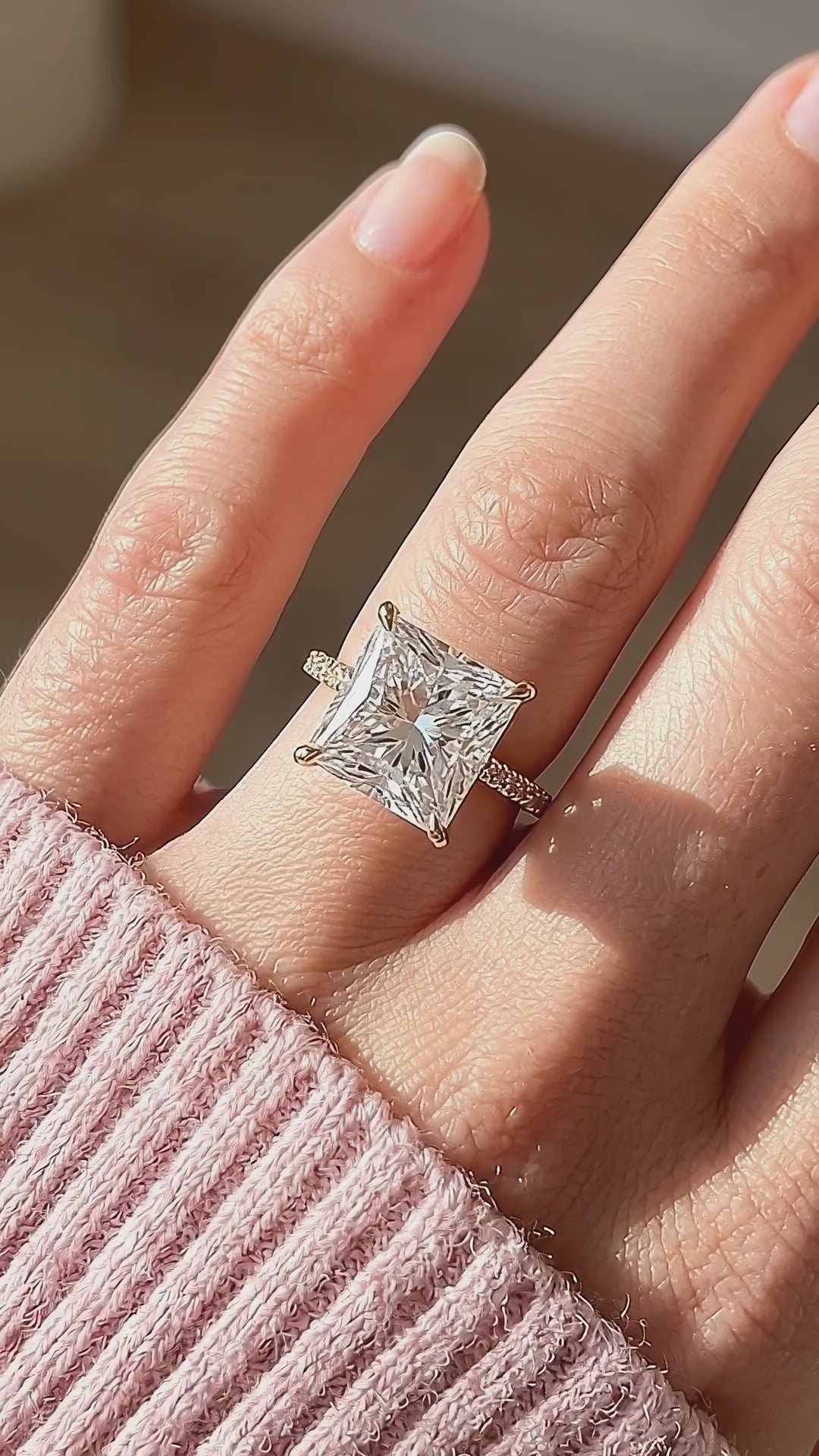 Princess-Cut Moissanite Pavé Band Ring | 925 Sterling Silver | PRM7212