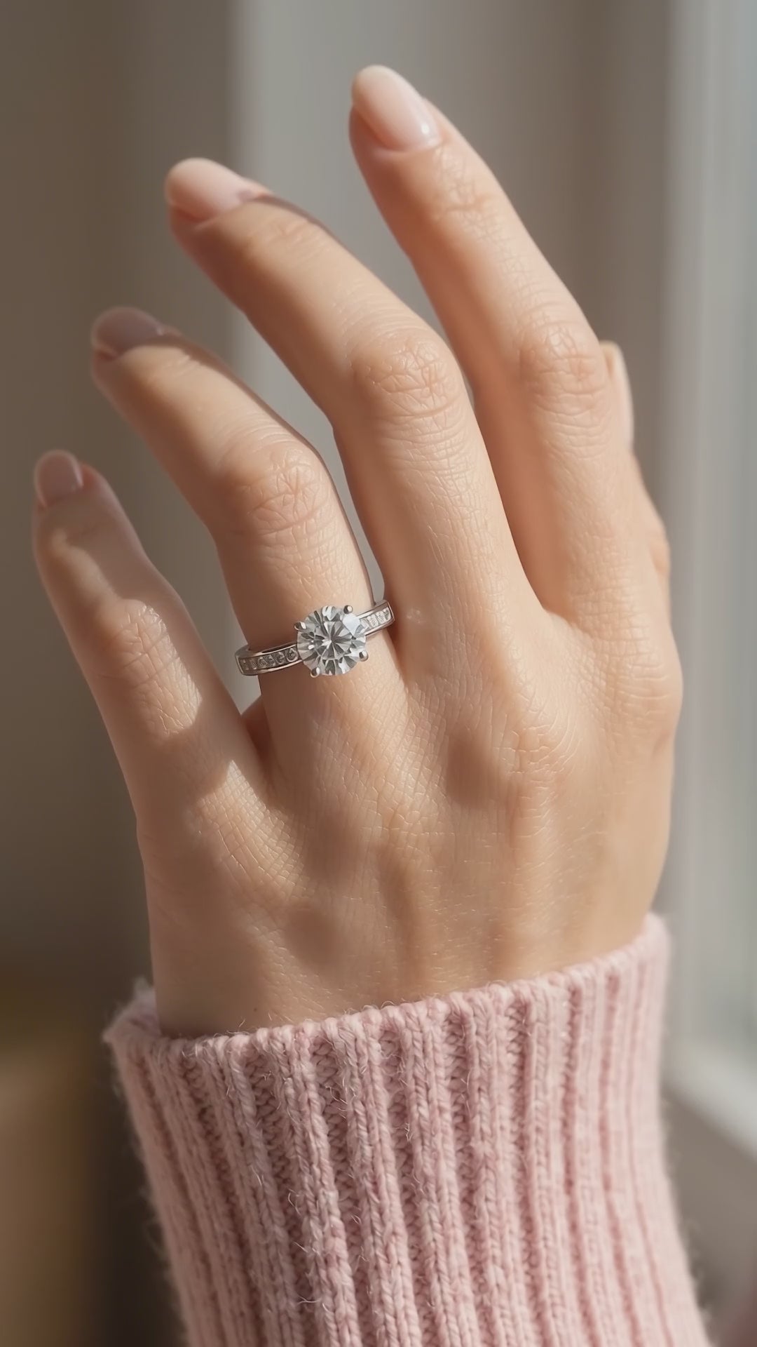Round Solitaire Channel Pavé Wide Band | Women&