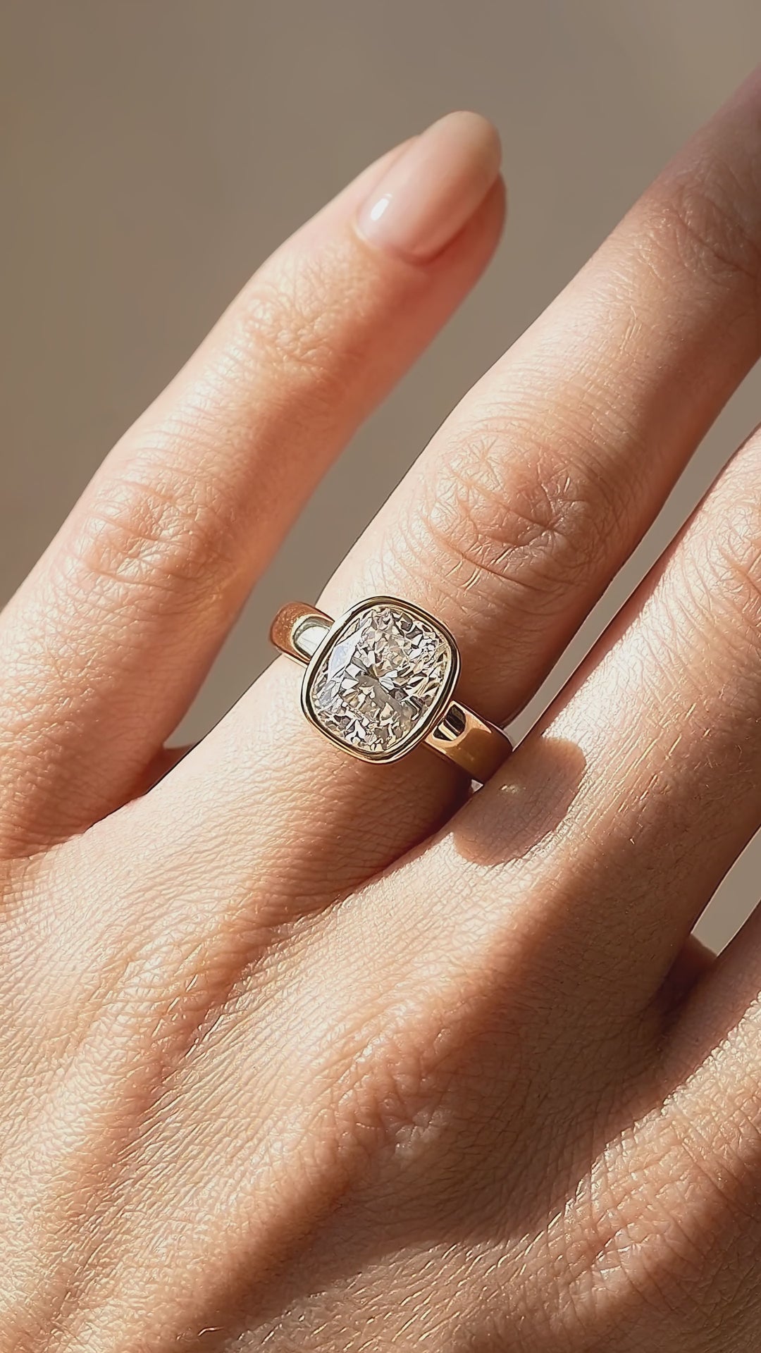 2 Carat Cushion Moissanite Bezel Solitaire Ring | 925 Sterling Silver | PRM7230