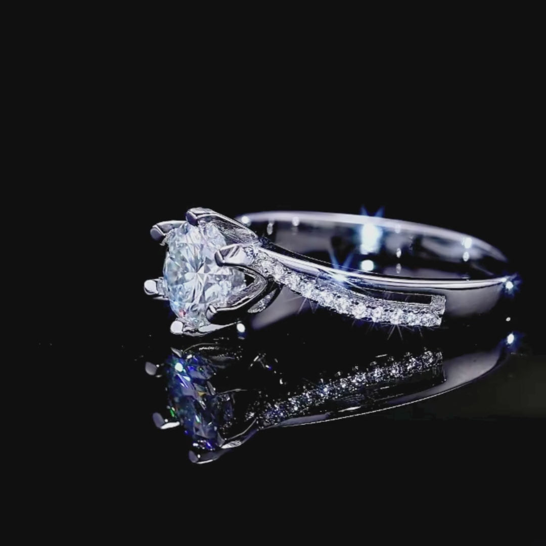 Twisted Bypass Round Solitaire Ring | 1.00ct | Moissanite | 925 Sterling Silver | Prm7171