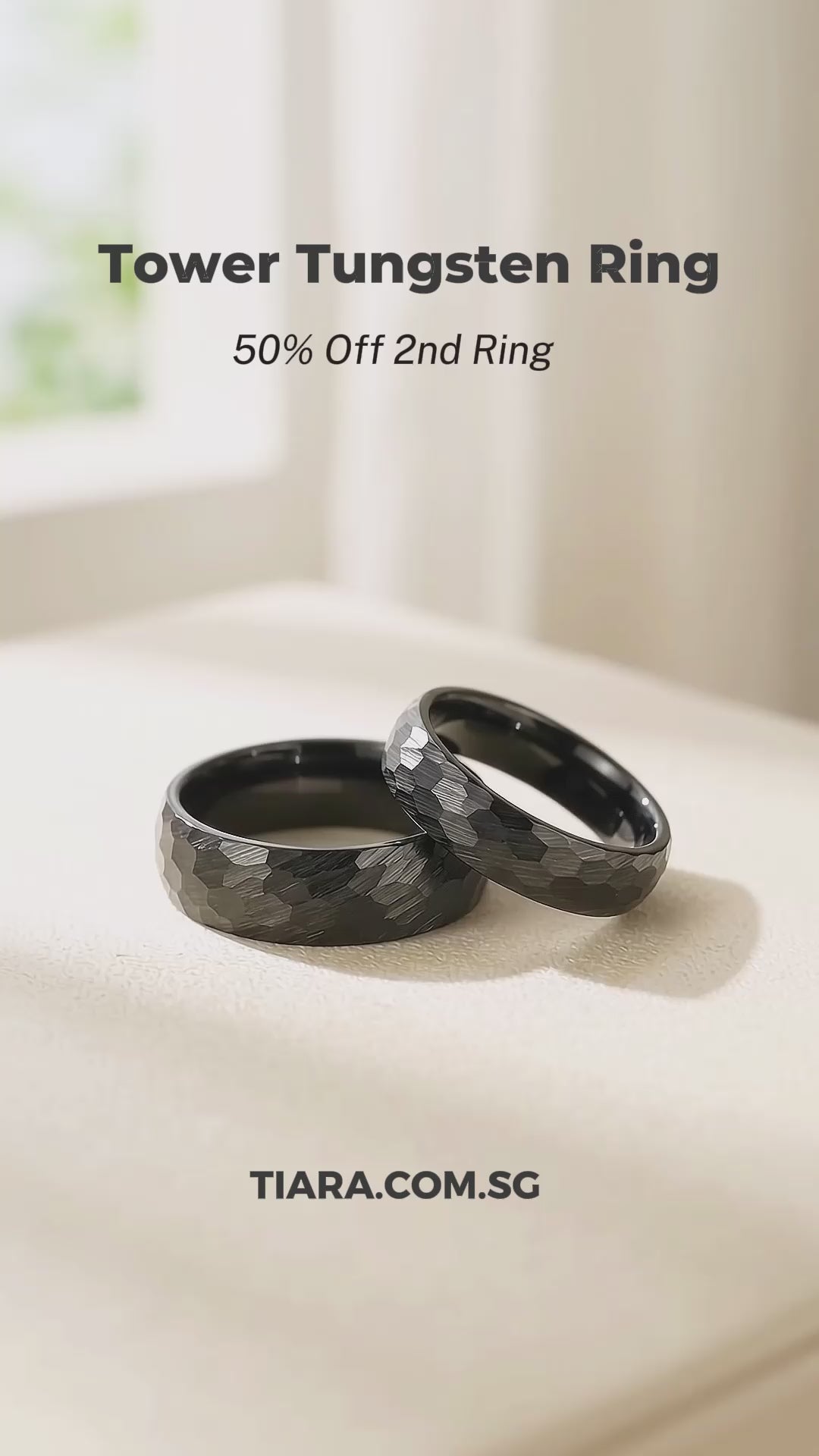 Tower | Tungsten Couple Rings | Black Wedding Bands
