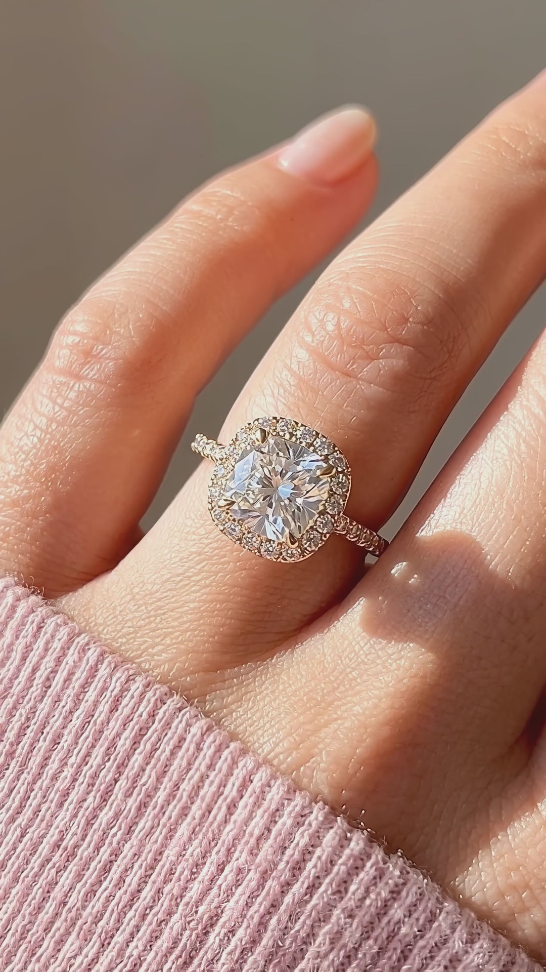 Cushion Moissanite Halo Ring | 925 Sterling Silver | PRM7220